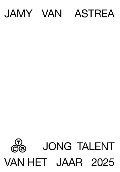 Witte posterschets met alleen de naam van de genomineerde, de awardtitel en het logo